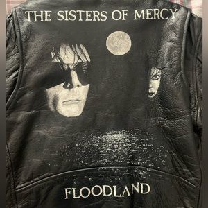 Vintage The Sisters of Mercy Hand Painted Floodland Leather Jacket M-L